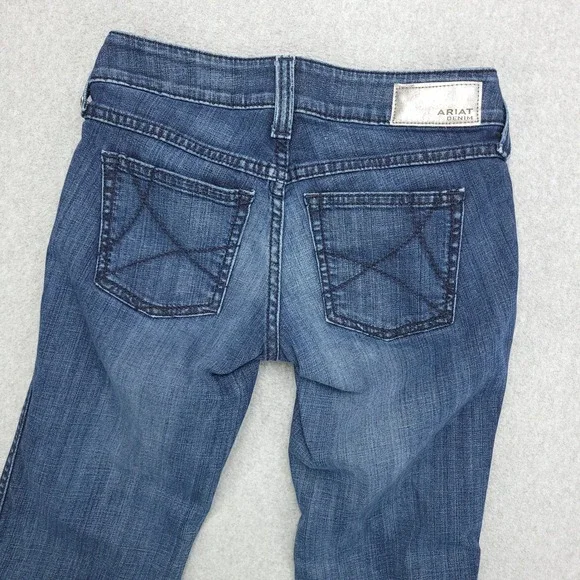 Ariat Denim Womens Trouser Jeans Size 25R Bootcut Wide Leg Flare Medium Wash - Picture 7 of 15